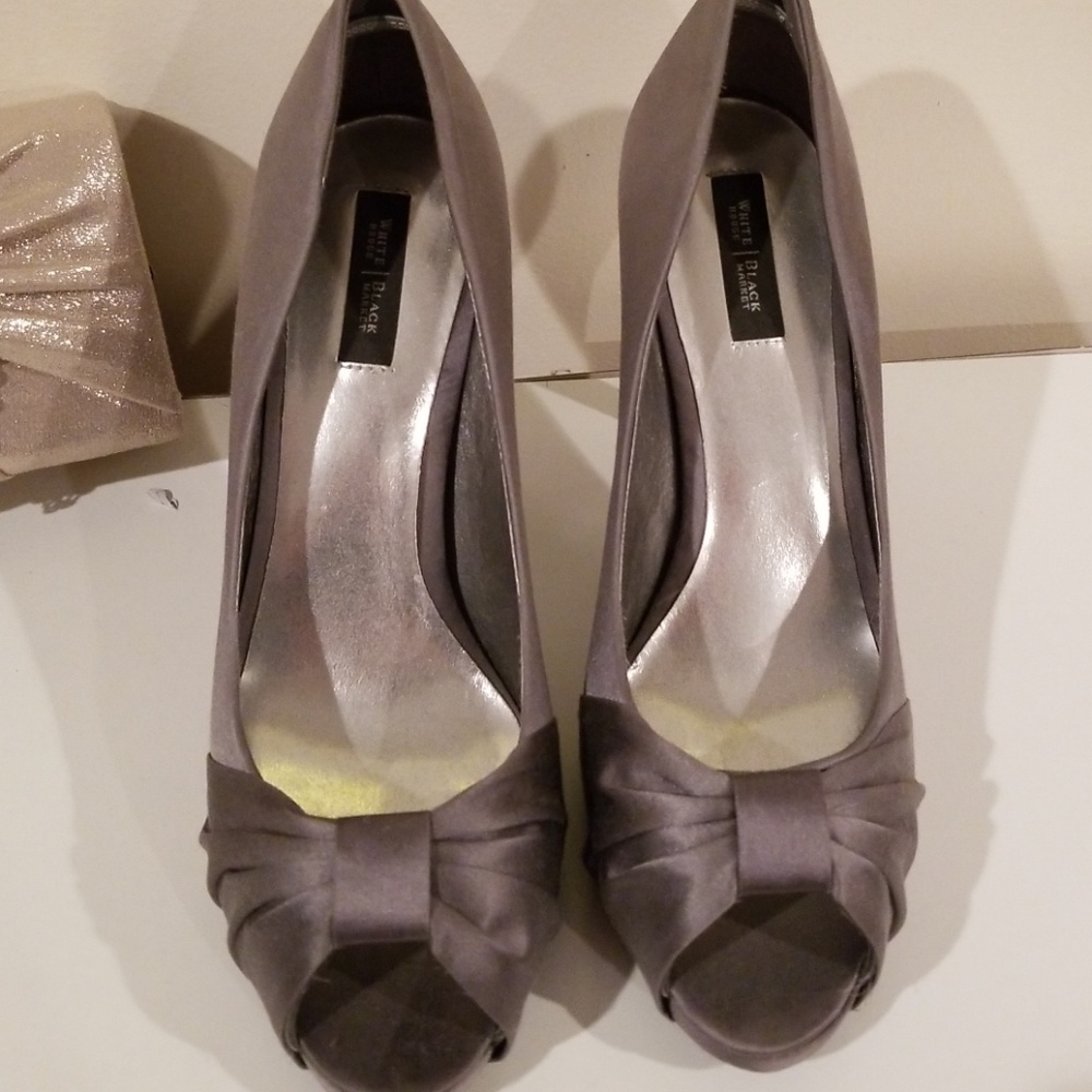 Grey Silk Pumps White House Black Market